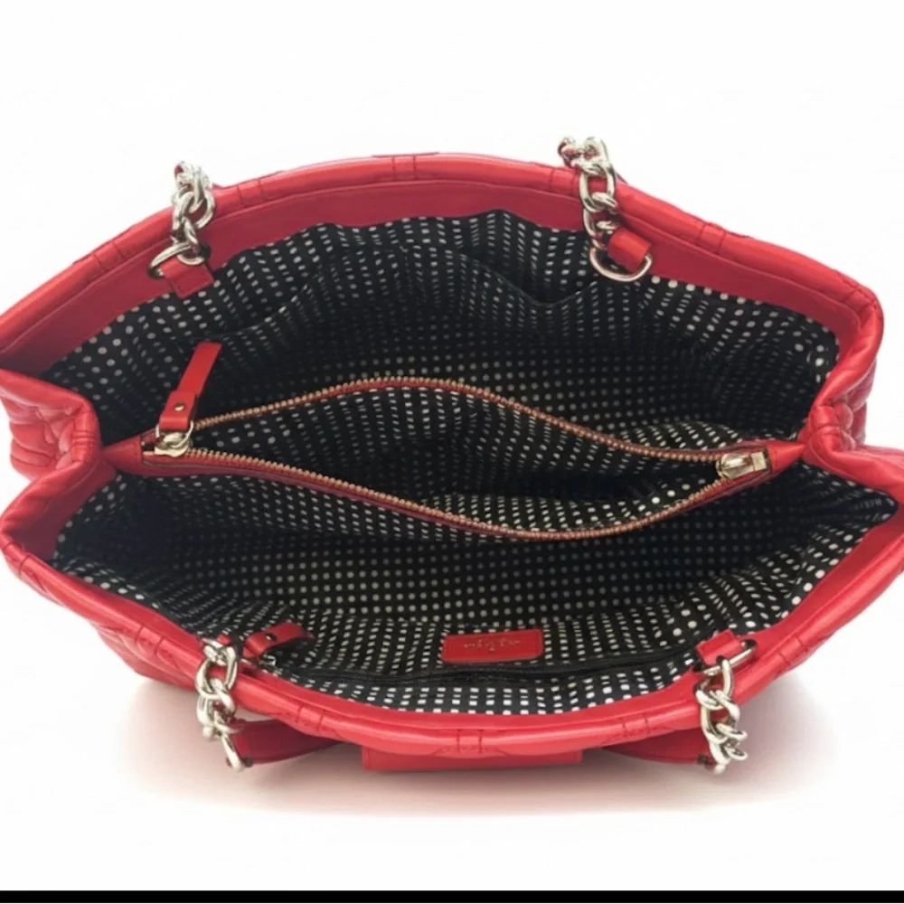 SOLD. Kate Spade Red Quilted Xmas Holiday Chic Designer Bag - Picture 6 of 9